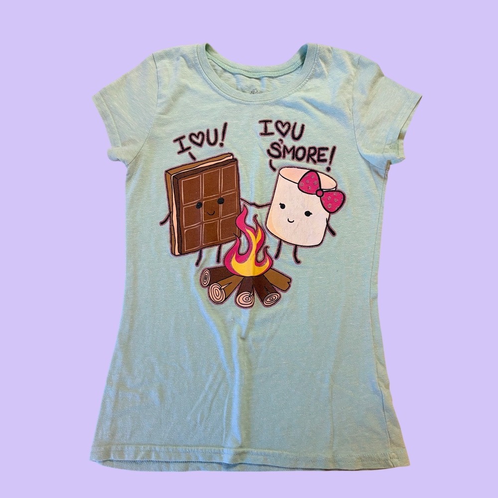 Y2K Twirl Smores Graphic Baby Tee T-Shirt I Love U Smore Glitter Scene #17